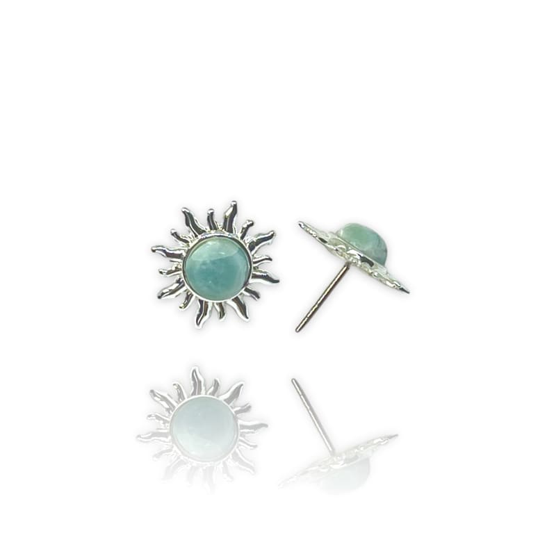 10mm larimar sterling silver sun studs earrings earrings