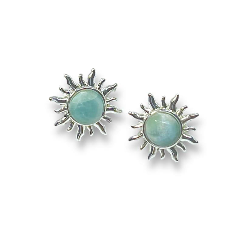 10mm larimar sterling silver sun studs earrings earrings