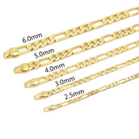 2.5mm figaro chain necklace in 18k of gold plated 28’’ chains