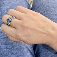 3 beads evil eye ring in 18k of gold plated rings