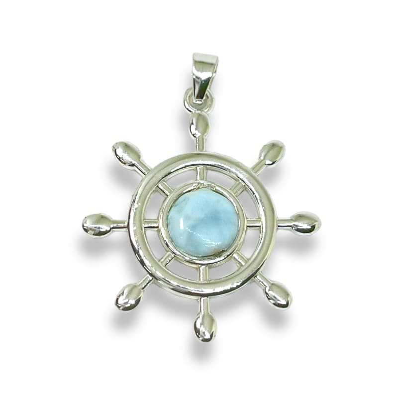 30mm larimar boat-ship wheel charm pendant charms & pendants