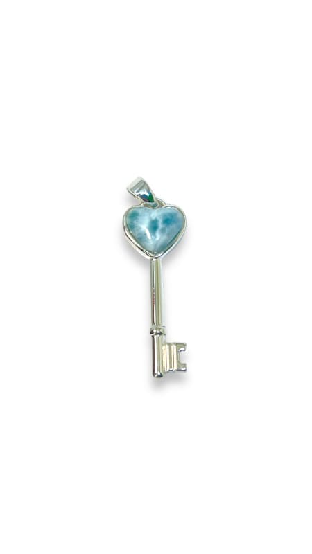 40mm lenght larimar heart key charm pendant charms & pendants