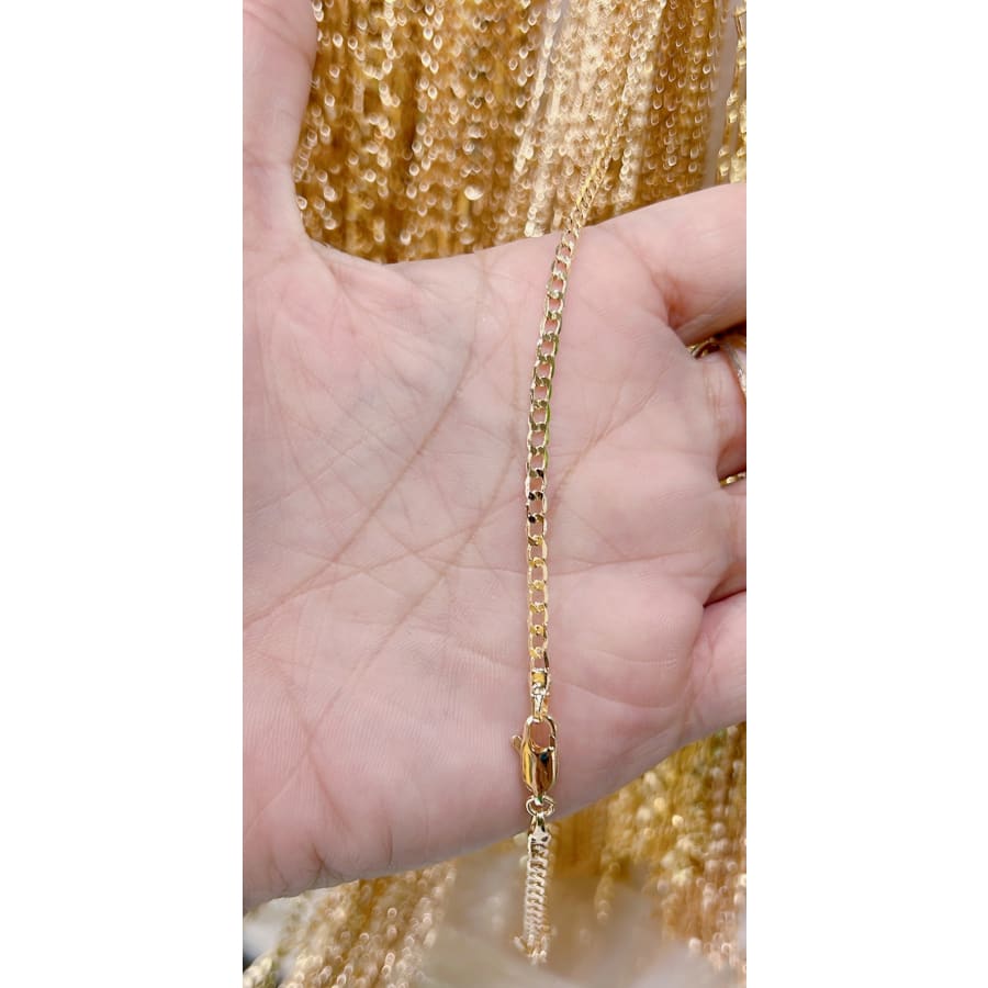 4mm curb links chain necklace in 18k of gold plated chains