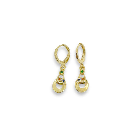 Tri-color butterfly lever-back 18k of gold plated earrings