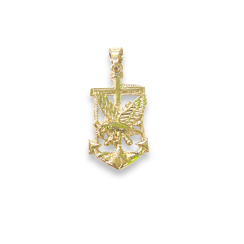 2.1/4” eagle on anchor gold plated pendant