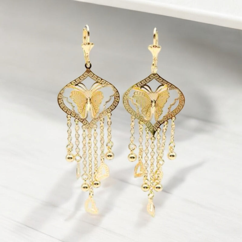 Chandelier butterfly gold plated earrings earrings