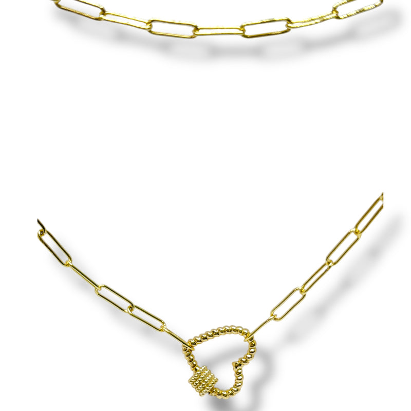 Paper clip heart 18k of gold plated chain necklace chains