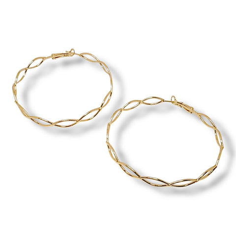 Twisted 1' infinity gold layered hoops earrings