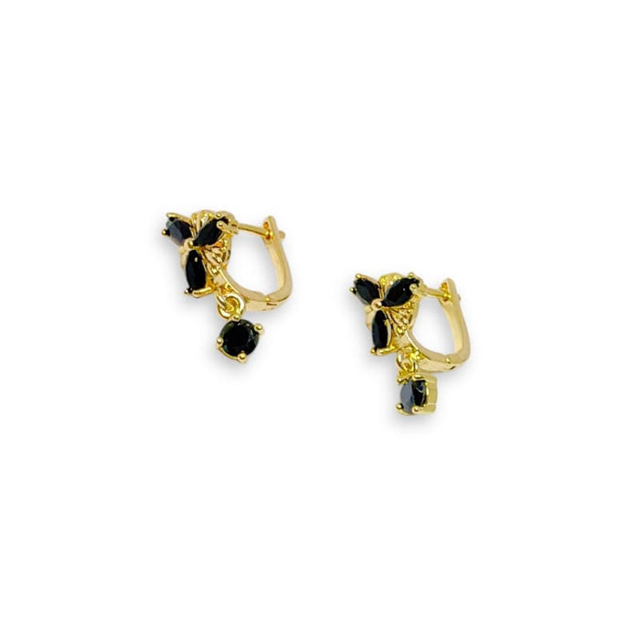 Black daliah dangle gold - filled earrings earrings