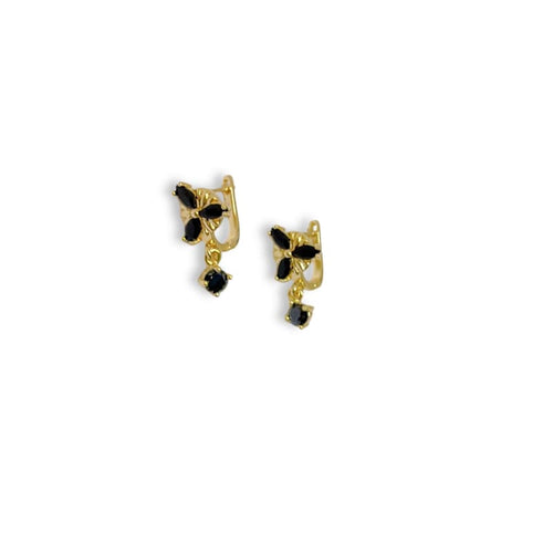 Black daliah dangle gold - filled earrings earrings