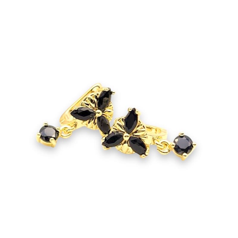 Black daliah dangle gold - filled earrings earrings