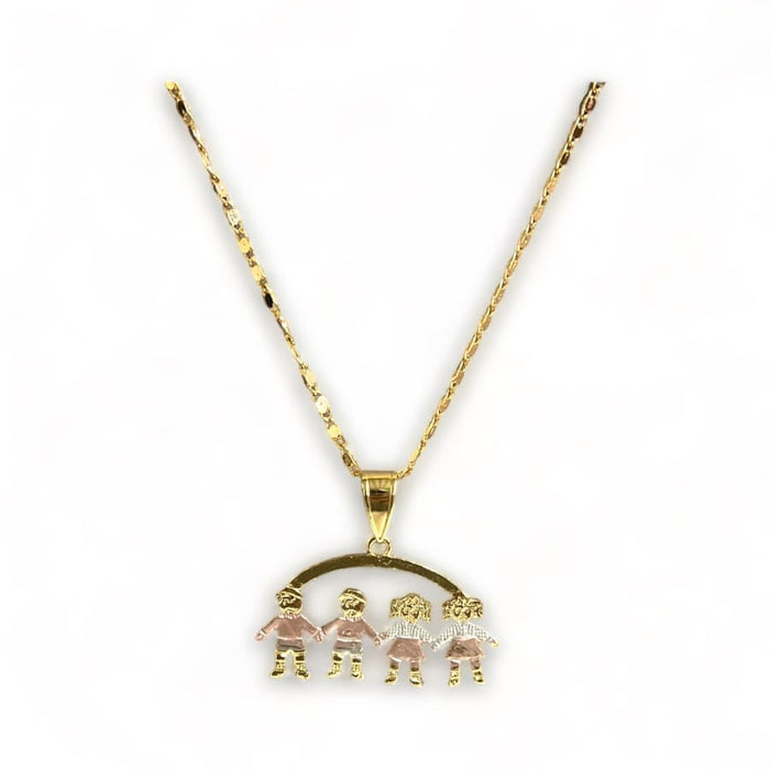 Two boys two girls charm pendant necklace in of 14k gold plated three colors / 2b2g necklaces