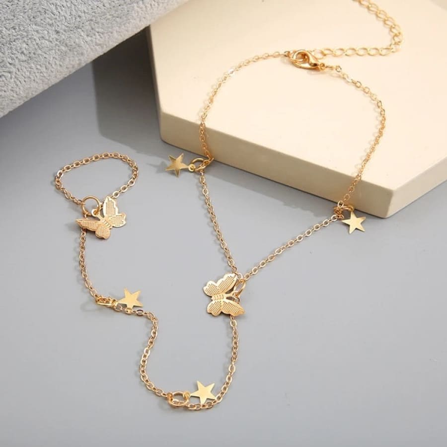 Butterflies clon gold plated anklet