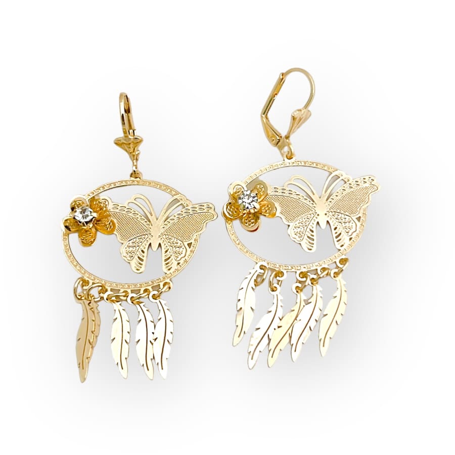 Butterflies feathers dangle earrings gold-filled earrings