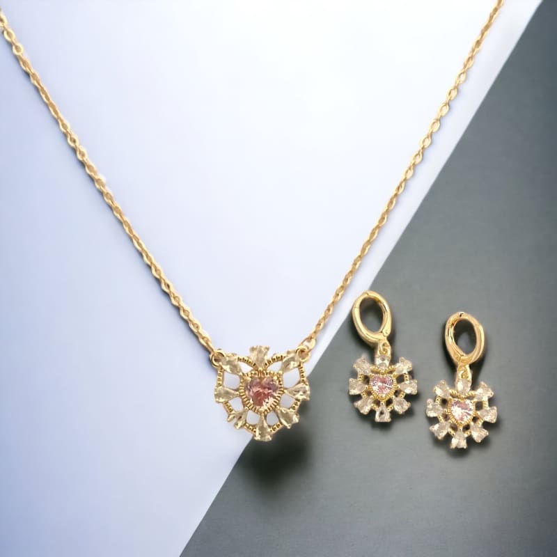 Crystal heart set earrings necklace in 18k gold filled 29.99 / chains