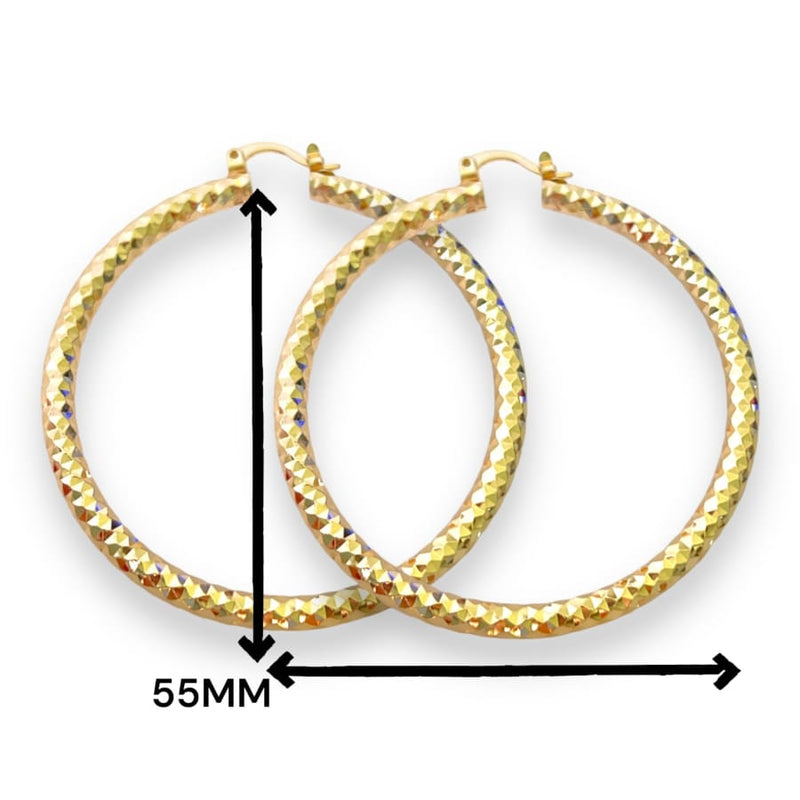 Diamond cut 14k of gold plated hoops earrings earrings