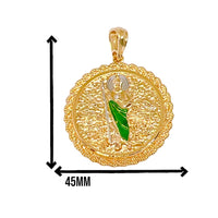 Double sided san judas guadalupe medallion pendant in 18k of gold layering charms & pendants