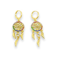 Dream catcher multicolor gold-filled earrings earrings