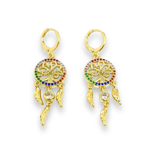 Dream catcher multicolor gold-filled earrings earrings