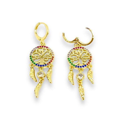 Dream catcher multicolor gold-filled earrings earrings
