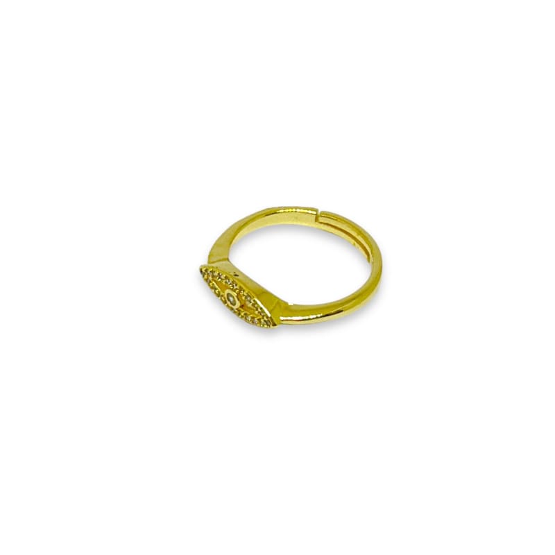 Evil eye clear stones open size gold plated ring rings