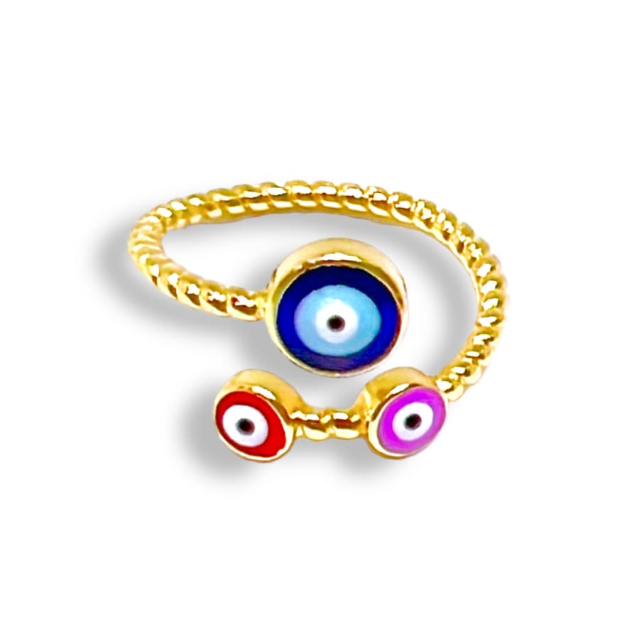 Evil eye ring open size in 18k of gold plated rings