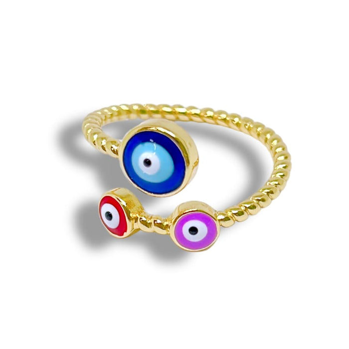 Evil eye ring open size in 18k of gold plated rings