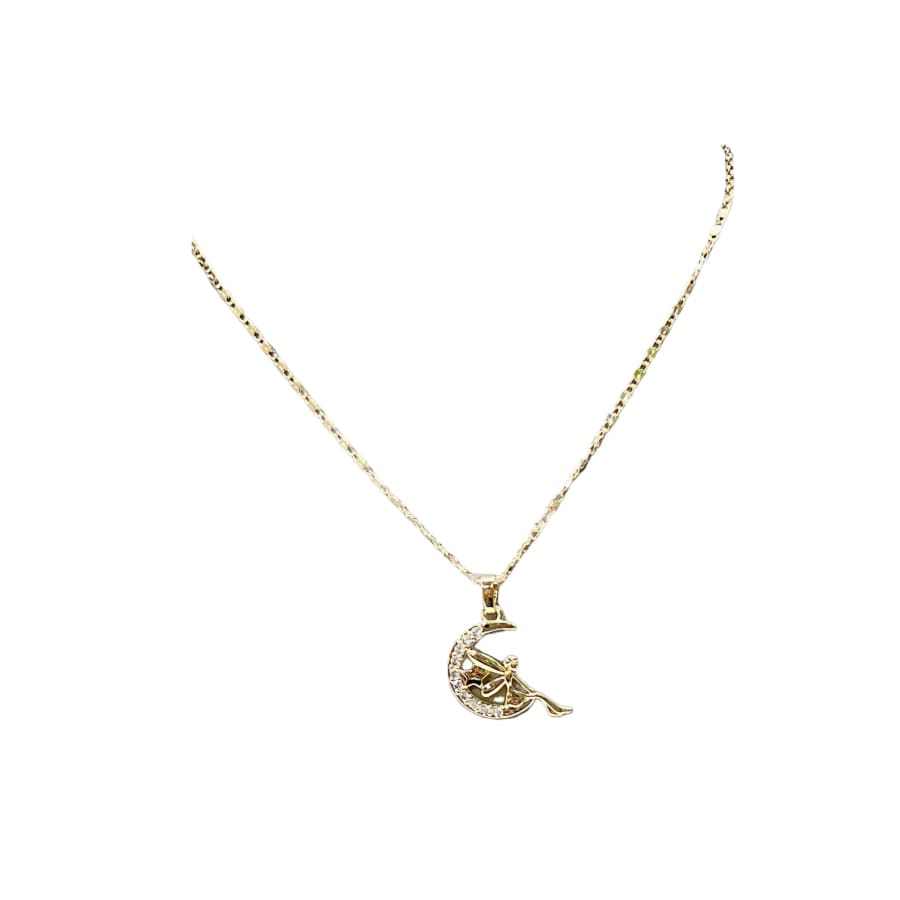 Fairy moon crystals chain necklace in 18k of gold plated