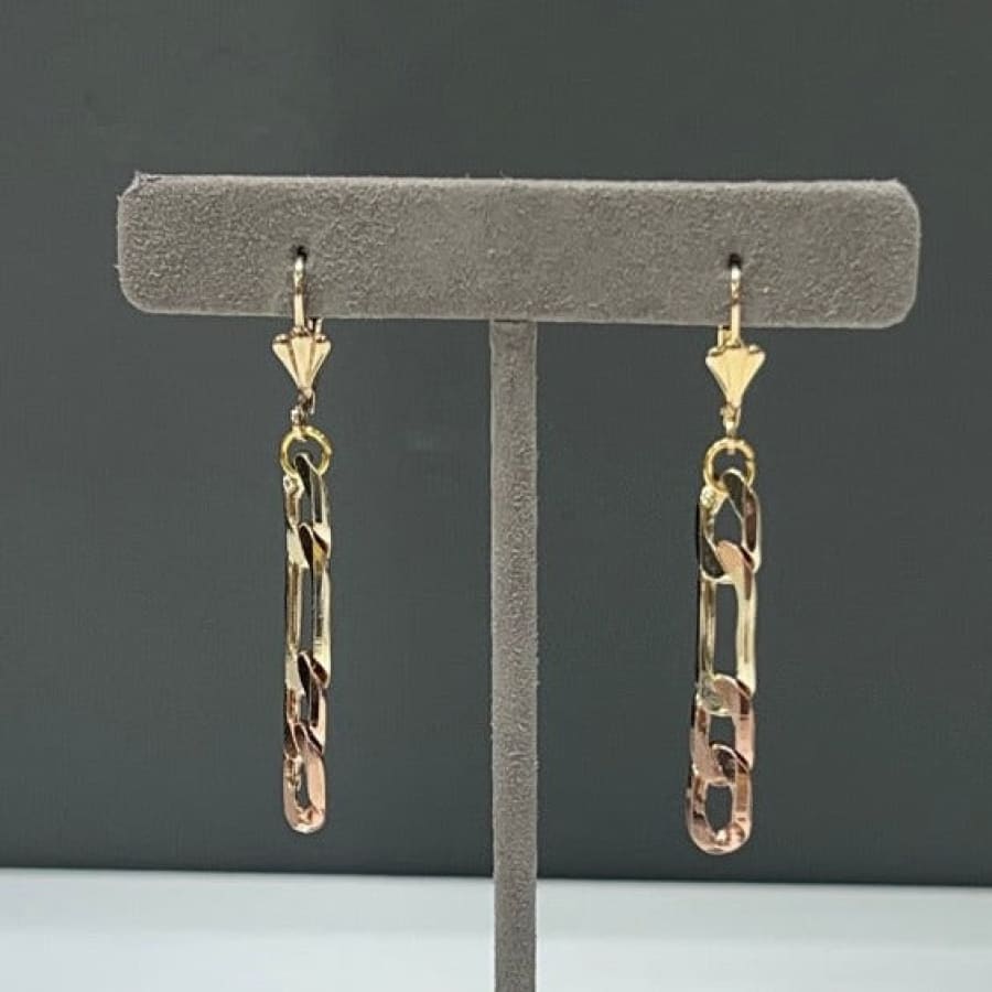 Figaro link three color chain earrings in 18k of gold plated earrings