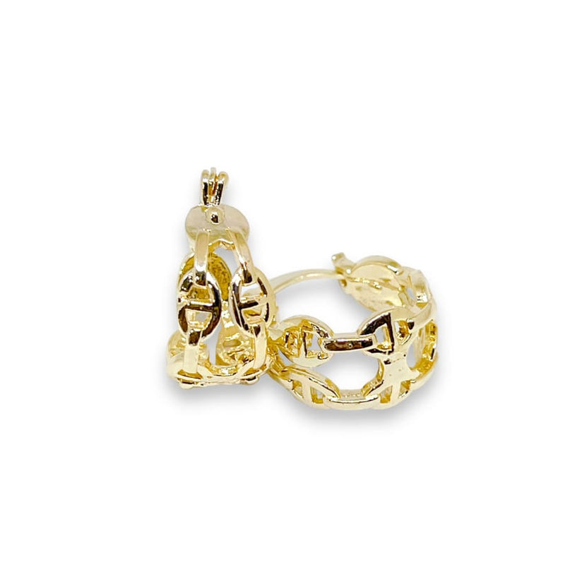 Frances bucket basket wave hoop earrings in 18k of gold plated earrings