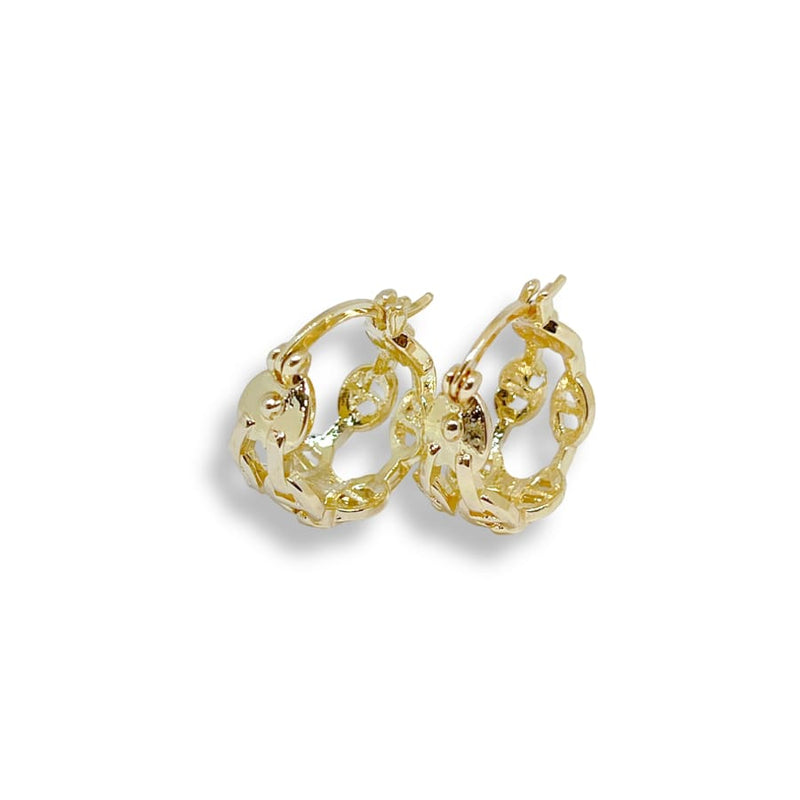 Frances bucket basket wave hoop earrings in 18k of gold plated earrings