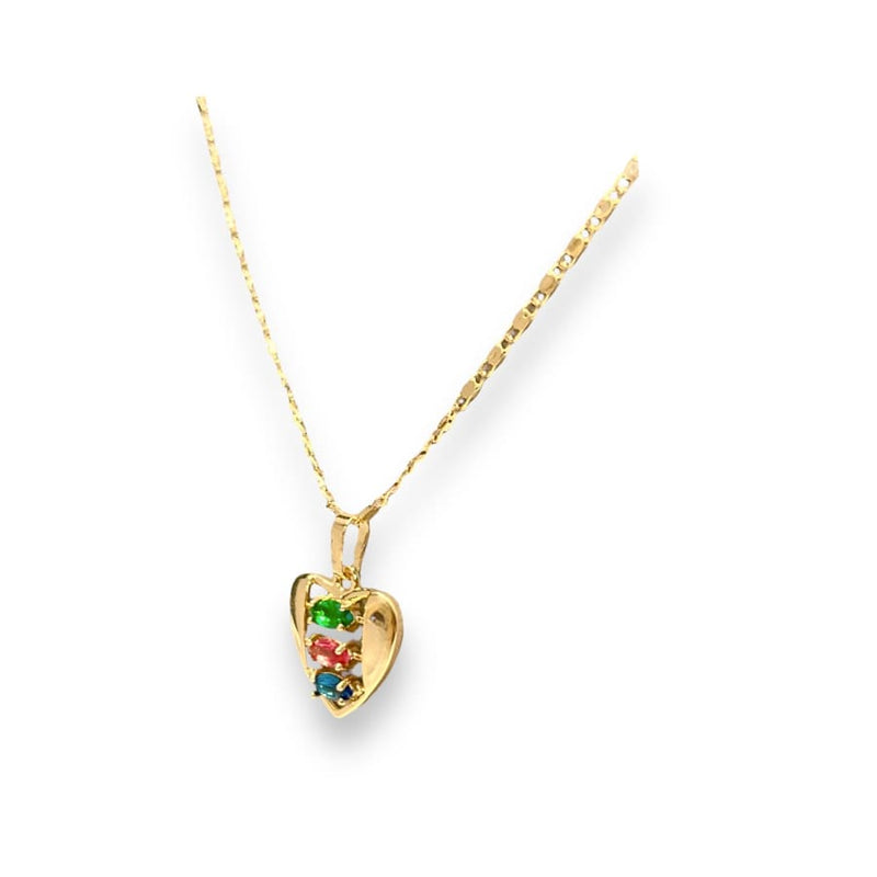 Heart in multicolor crystals chain necklace 18k of gold plated