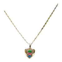 Heart in multicolor crystals chain necklace 18k of gold plated