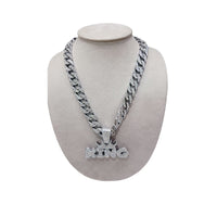 Ice rhinestones cuban link king pendant chain necklace