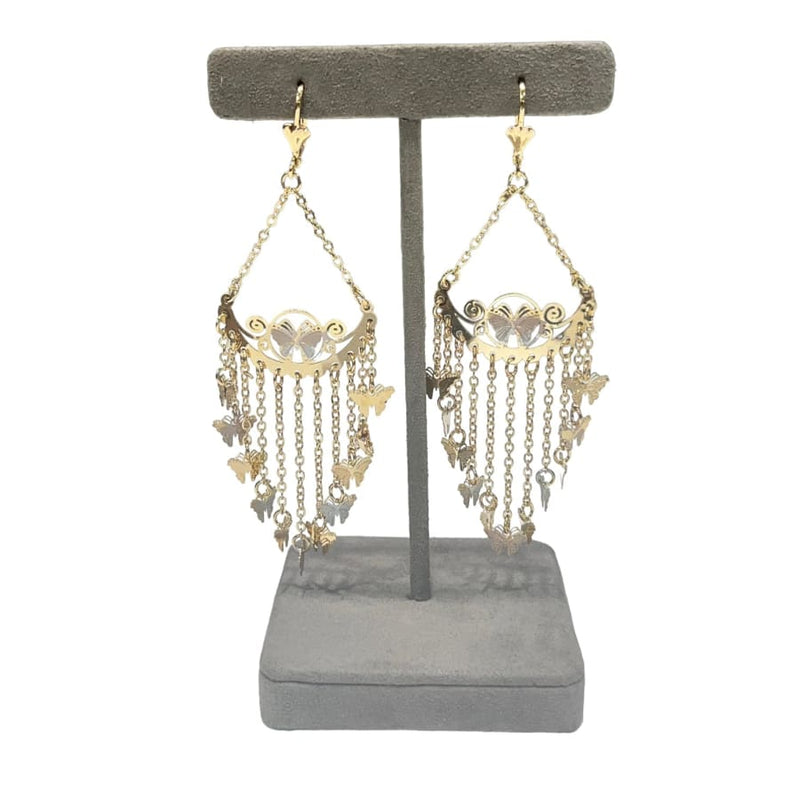 Brie chandelier tri-color butterfly lever-back 18k of gold plated earrings earrings