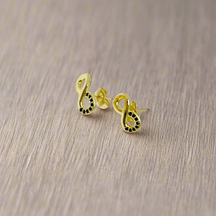 Infinity black cz gold- filled studs earrings earrings