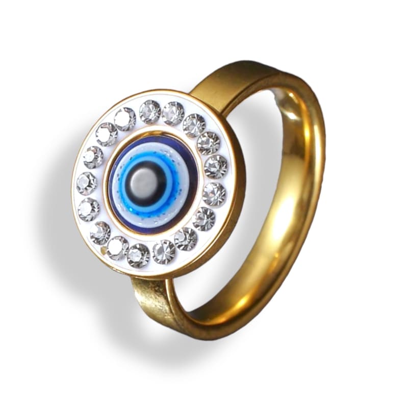 Large evil eye ring in 18k of gold plated rings