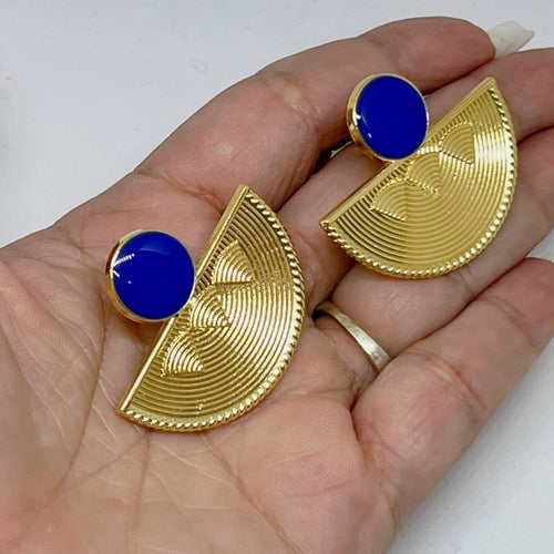 Laura blue fan gold- filled studs earrings earrings