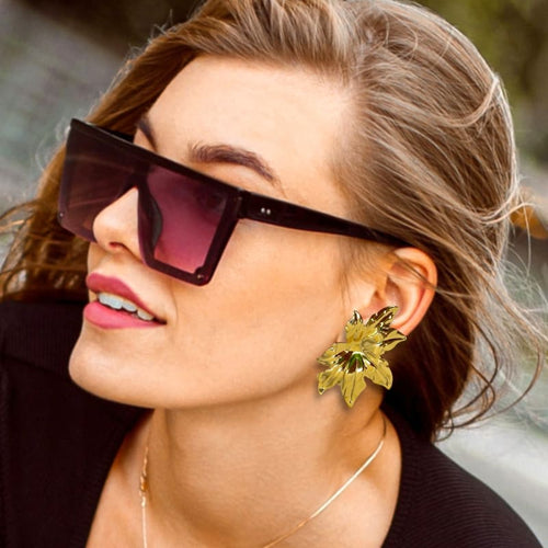 Leaf gold- filled studs earrings earrings