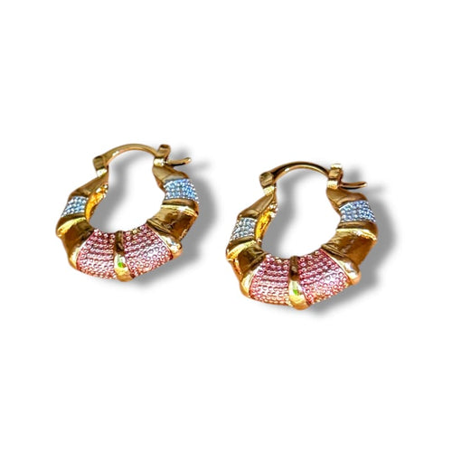 Life savers theee colors gold plated hoop earrings gold earrings