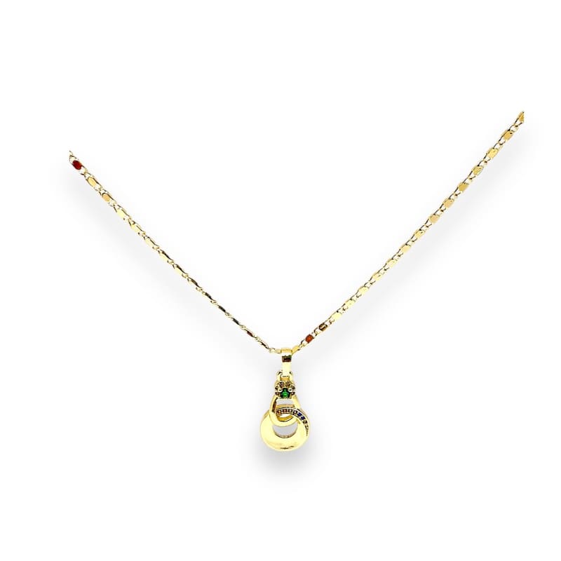 Lina multi-color stone cz gold-filled necklace pendant chains