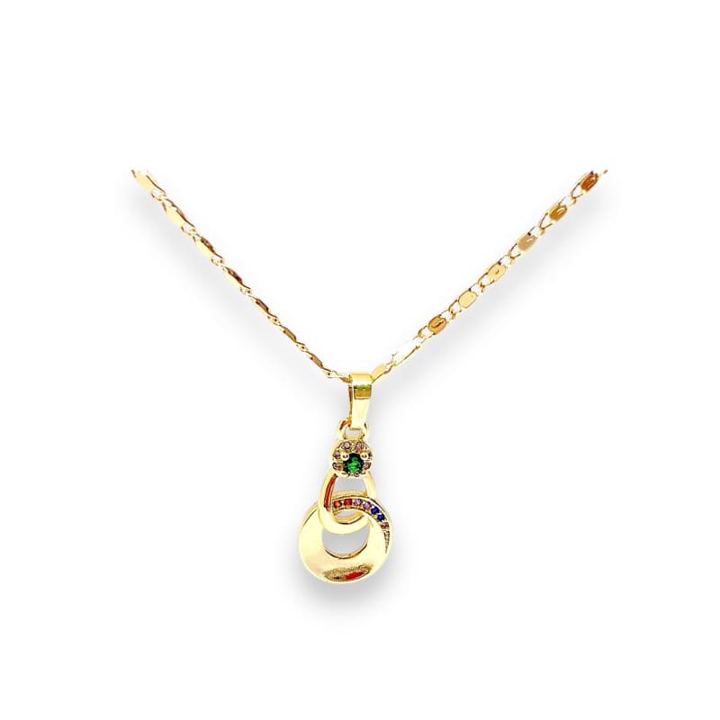 Lina multi-color stone cz gold-filled necklace pendant chains