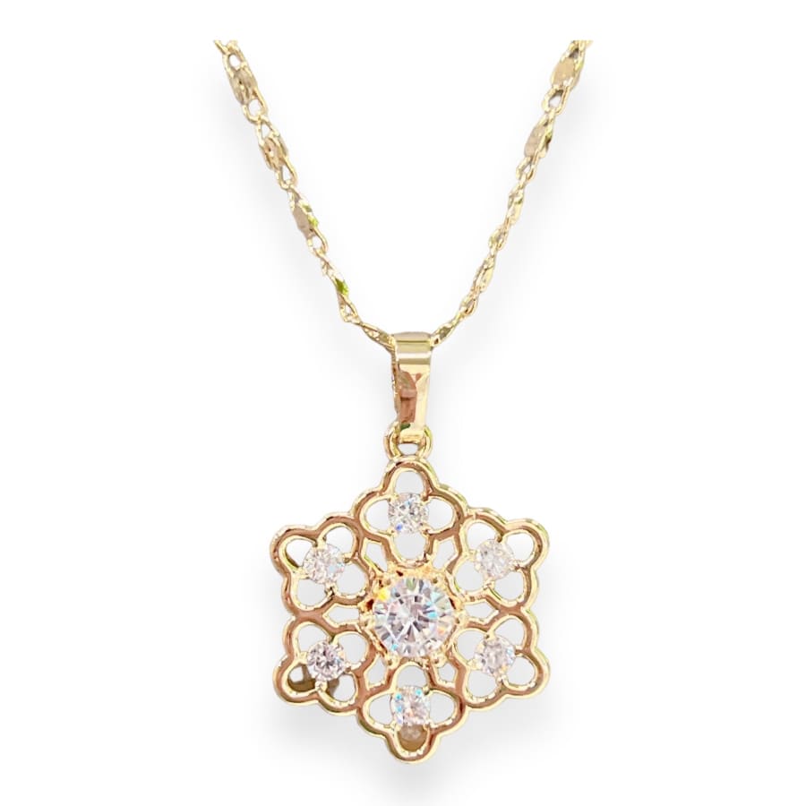 Lotus flower crystals pendant chain necklace in 18k of gold plated