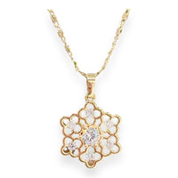 Lotus flower crystals pendant chain necklace in 18k of gold plated