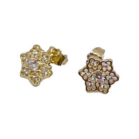 Lotus flower white stones studs earrings in 18k of gold plated earrings