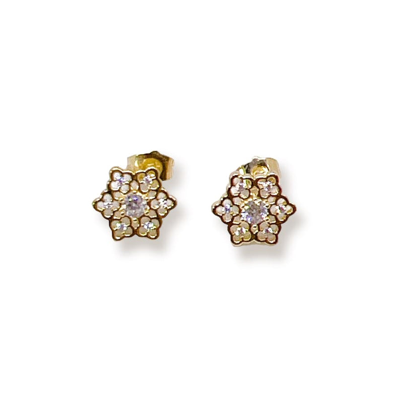 Lotus flower white stones studs earrings in 18k of gold plated earrings