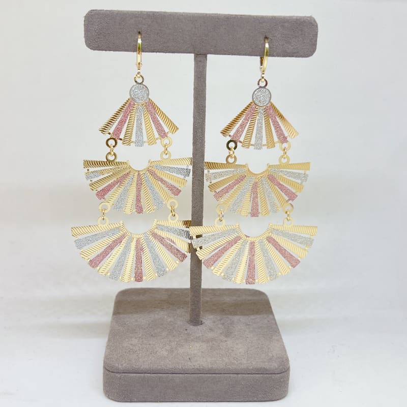 Luz three color mariachi gold plated dangle earrings earrings