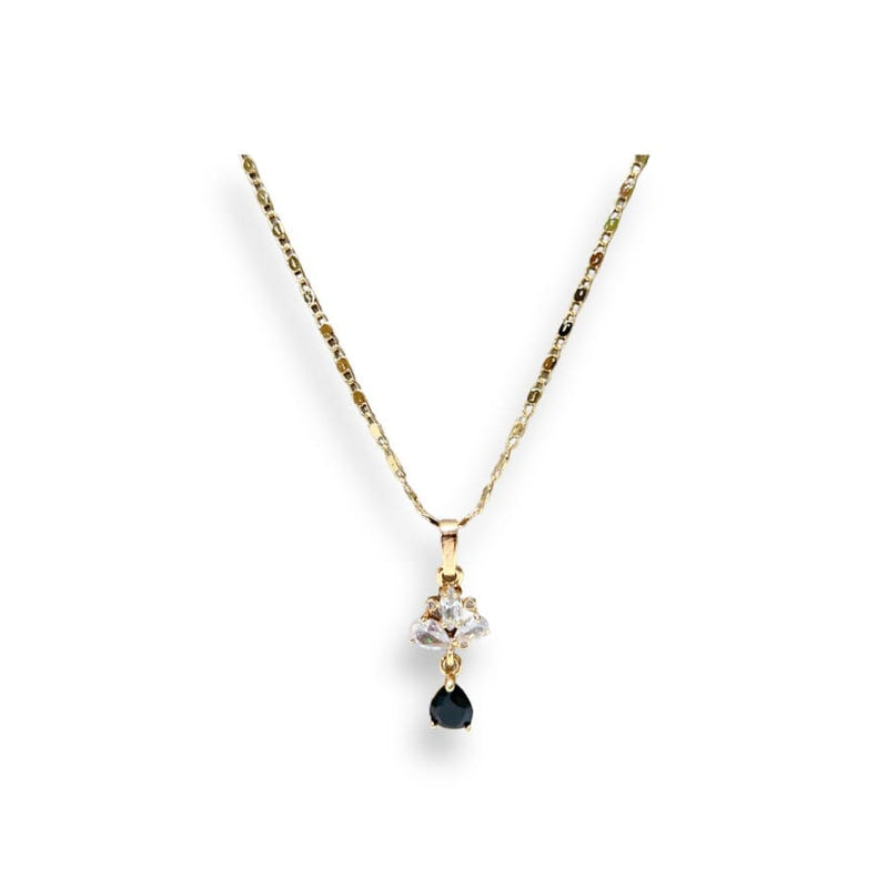 Marie back and white crystals chain necklace in 18k of gold plated