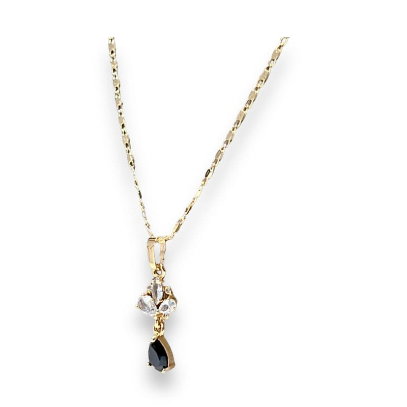 Marie back and white crystals chain necklace in 18k of gold plated