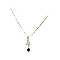 Marie back and white crystals chain necklace in 18k of gold plated